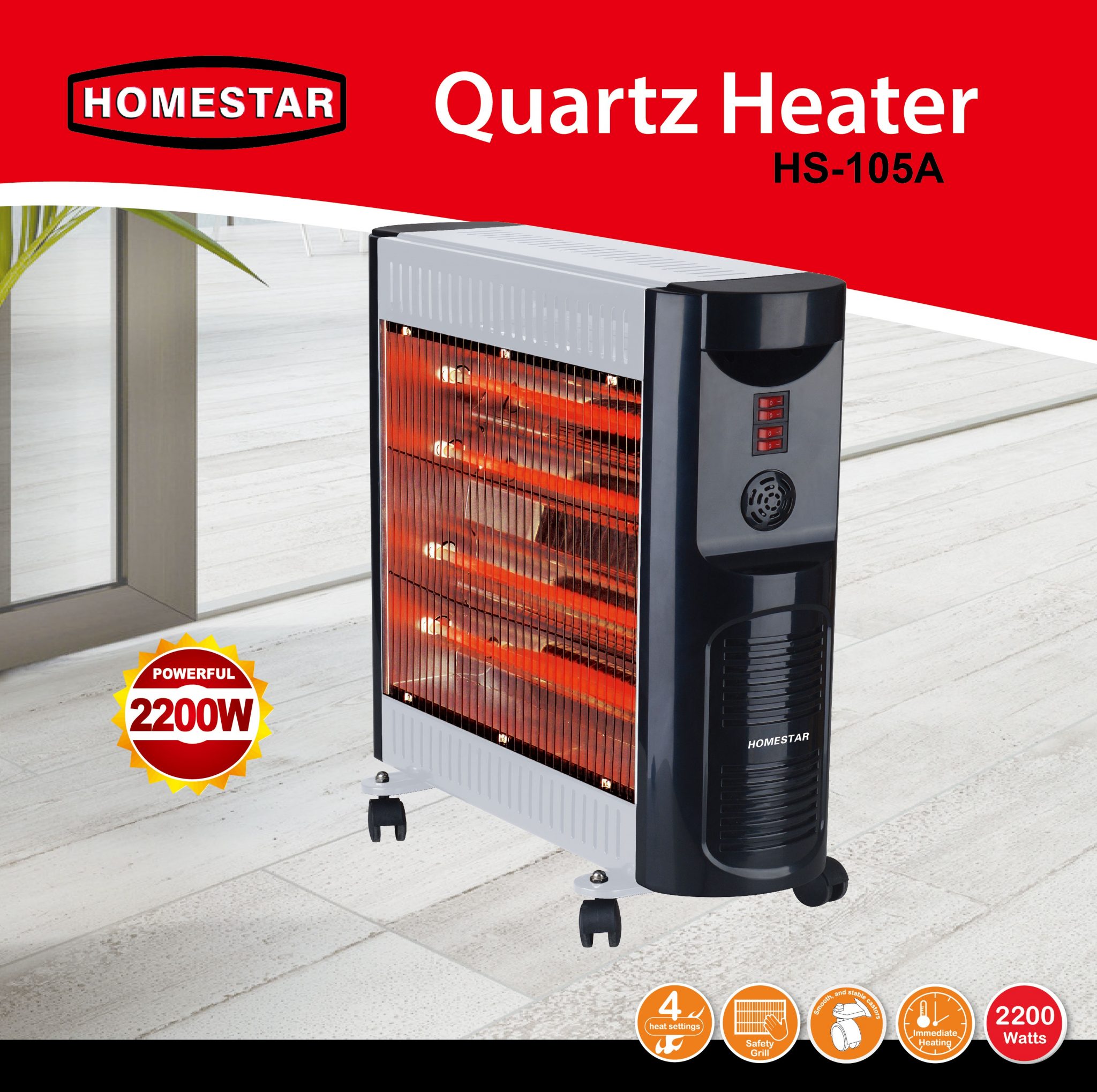HS-104 4 Bar Ceramic Heater - Home Star