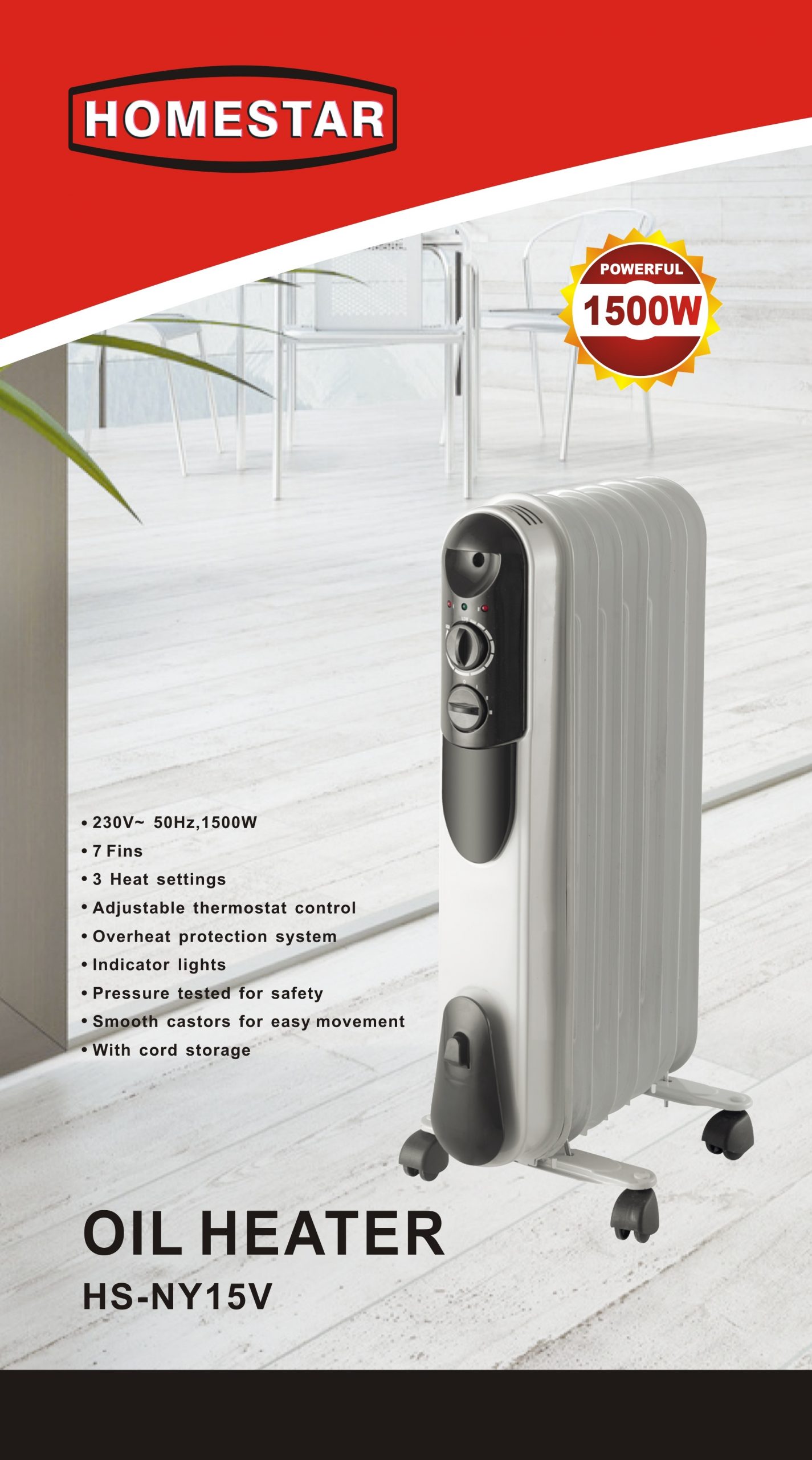 HS-NY15V Oil Heater 7 Fin - Home Star