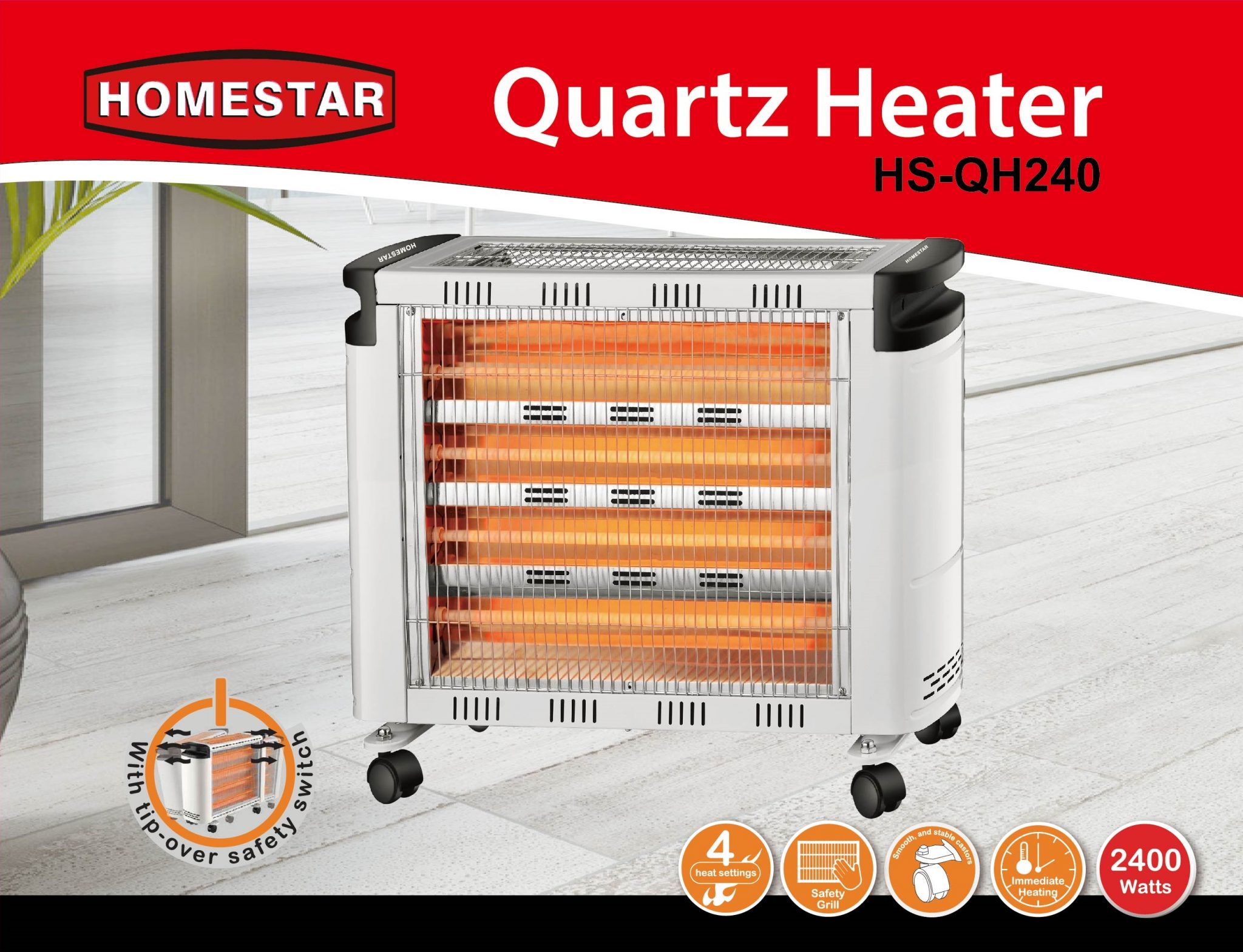 HS-QH240 6 Bar 2400W Heater - Home Star